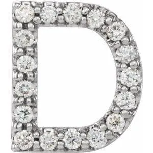 Natural Diamond Single Initial Earring AZ Solid 14K White Gold 302 Fine Jewelry Earrings