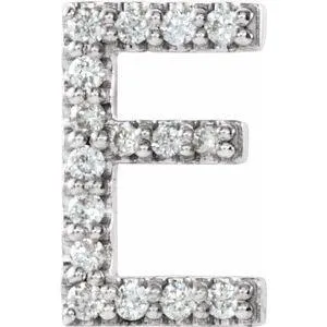 Natural Diamond Single Initial Earring AZ Solid 14K White Gold 302 Fine Jewelry Earrings