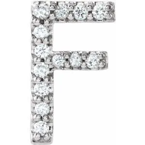 Natural Diamond Single Initial Earring AZ Solid 14K White Gold 302 Fine Jewelry Earrings