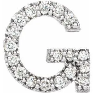 Natural Diamond Single Initial Earring AZ Solid 14K White Gold 302 Fine Jewelry Earrings