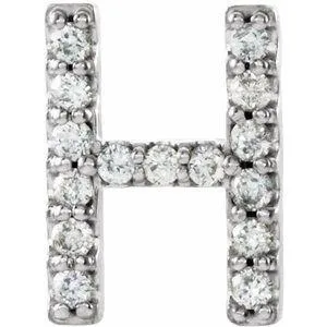 Natural Diamond Single Initial Earring AZ Solid 14K White Gold 302 Fine Jewelry Earrings