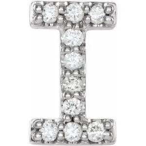 Natural Diamond Single Initial Earring AZ Solid 14K White Gold 302 Fine Jewelry Earrings