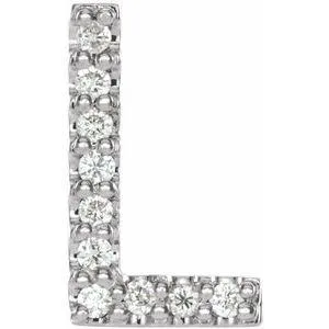 Natural Diamond Single Initial Earring AZ Solid 14K White Gold 302 Fine Jewelry Earrings