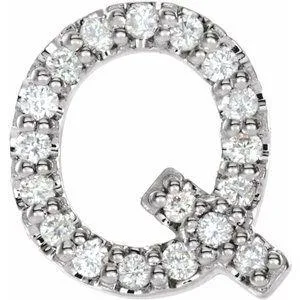 Natural Diamond Single Initial Earring AZ Solid 14K White Gold 302 Fine Jewelry Earrings