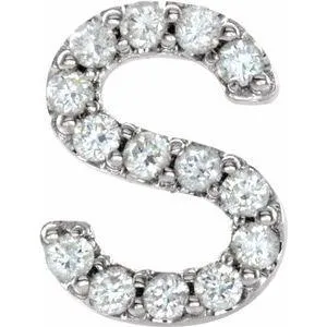 Natural Diamond Single Initial Earring AZ Solid 14K White Gold 302 Fine Jewelry Earrings