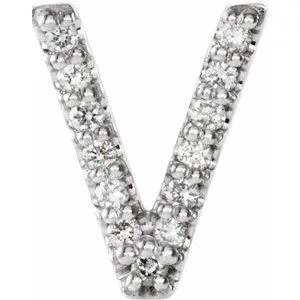Natural Diamond Single Initial Earring AZ Solid 14K White Gold 302 Fine Jewelry Earrings
