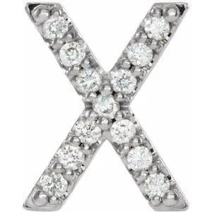 Natural Diamond Single Initial Earring AZ Solid 14K White Gold 302 Fine Jewelry Earrings