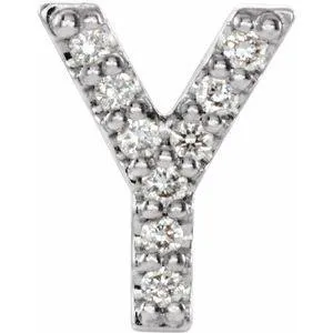 Natural Diamond Single Initial Earring AZ Solid 14K White Gold 302 Fine Jewelry Earrings