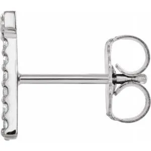 Natural Diamond Single Initial Earring AZ Solid 14K White Gold 302 Fine Jewelry Earrings