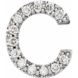 Natural Diamond Single Initial Earring AZ Solid 14K White Gold 302 Fine Jewelry Earrings