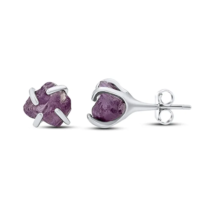 Natural Raw Alexandrite Stud Earrings Uniquelan Jewelry Earrings