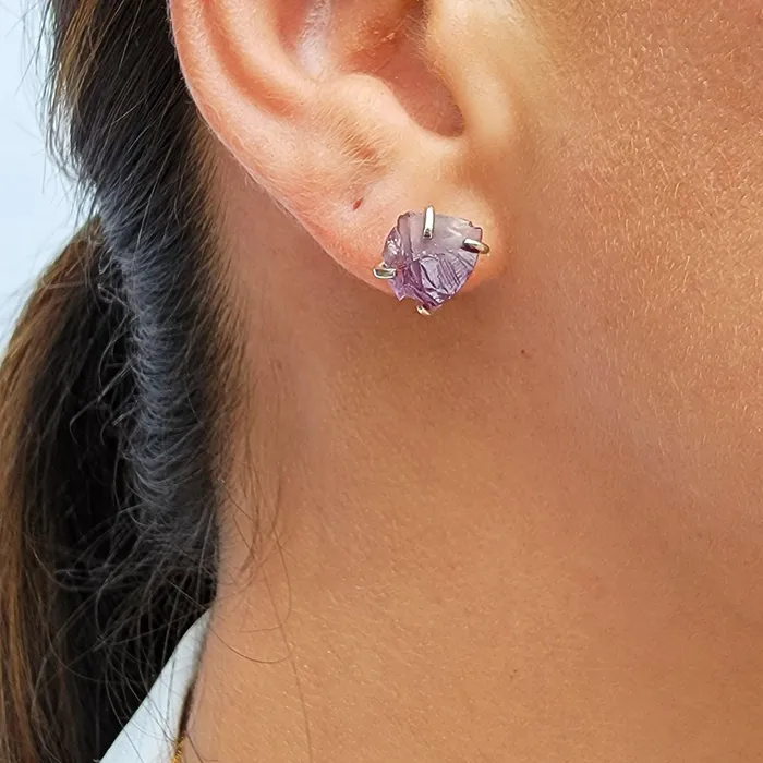 Natural Raw Alexandrite Stud Earrings Uniquelan Jewelry Earrings