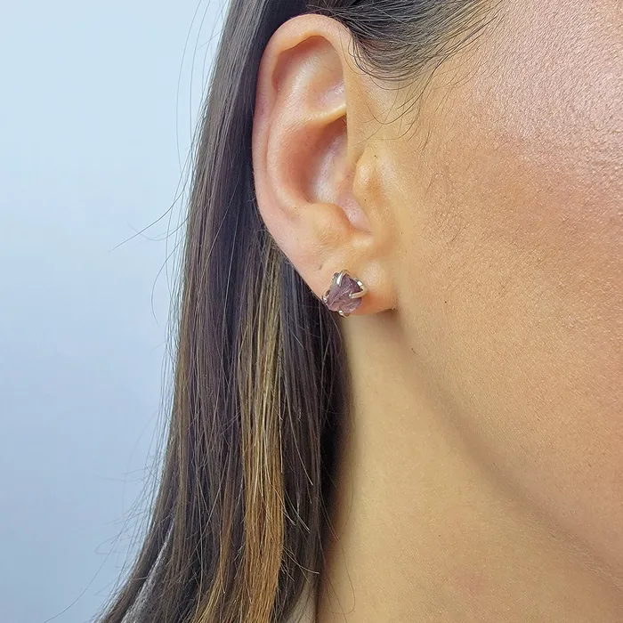 Natural Raw Alexandrite Stud Earrings Uniquelan Jewelry Earrings