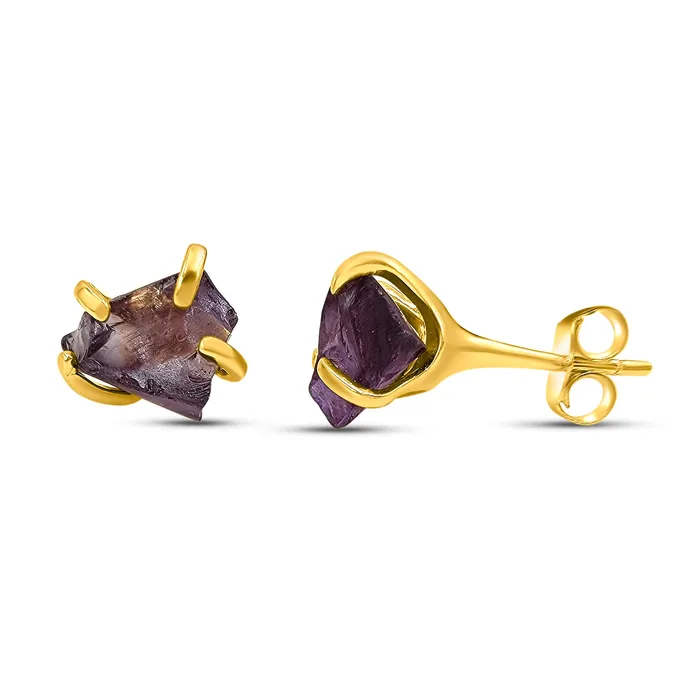 Natural Raw Alexandrite Stud Earrings Uniquelan Jewelry Earrings