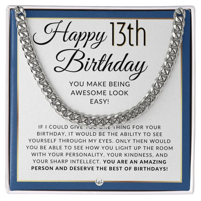 Necklaces 13th Birthday Gift For Him Necklace For 13 Year Old Birthday Birthday Gift For Teenage Boy Chain Necklace Jewelry ShineOn Fulfillment
