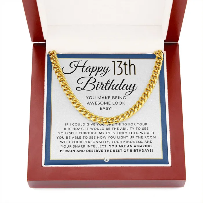 Necklaces 13th Birthday Gift For Him Necklace For 13 Year Old Birthday Birthday Gift For Teenage Boy Chain Necklace Jewelry ShineOn Fulfillment