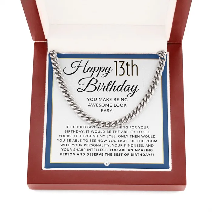 Necklaces 13th Birthday Gift For Him Necklace For 13 Year Old Birthday Birthday Gift For Teenage Boy Chain Necklace Jewelry ShineOn Fulfillment