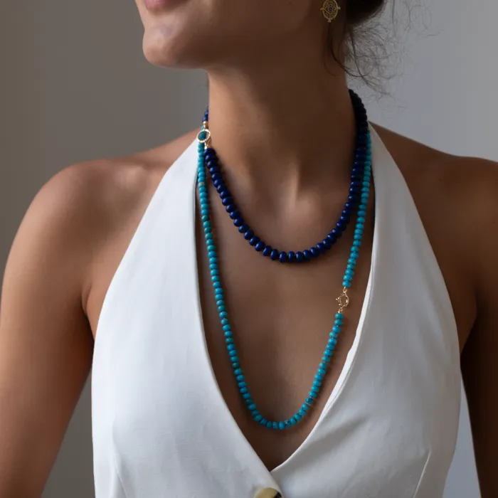 Necklaces 14k gold knotted Lapis Lazuli Necklace Vivien Frank Designs