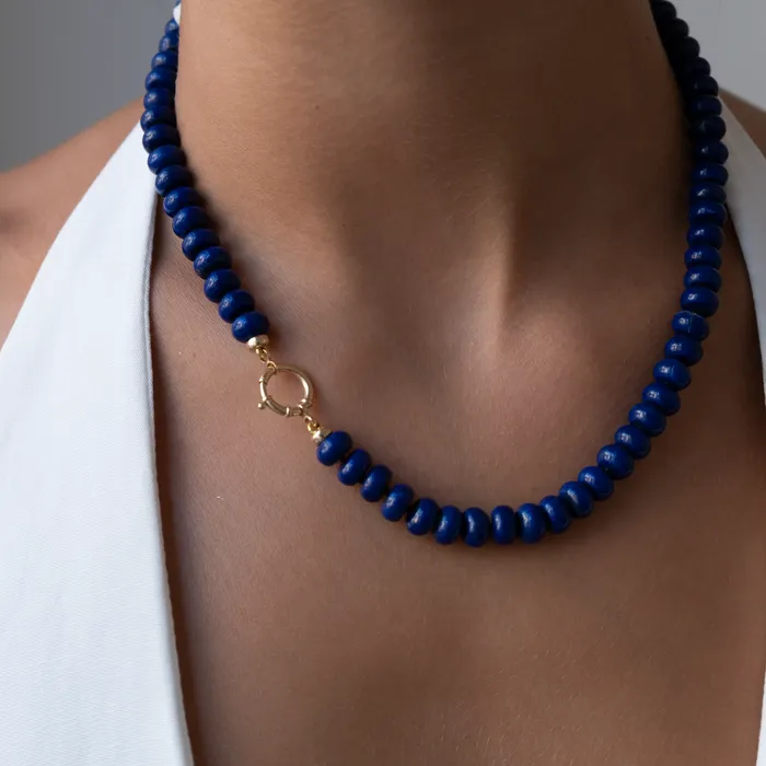 Necklaces 14k gold knotted Lapis Lazuli Necklace Vivien Frank Designs