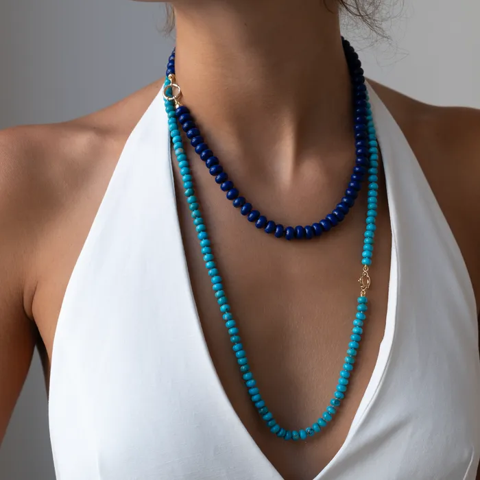 Necklaces 14k gold knotted Lapis Lazuli Necklace Vivien Frank Designs