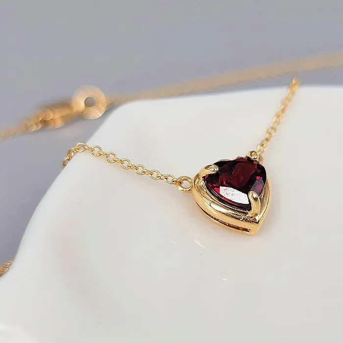Necklaces 18k Gold Real Garnet Heart Necklace Uniquelan Jewelry Necklaces 18k Gold Real Garnet Heart Necklace Uniquelan Jewelry