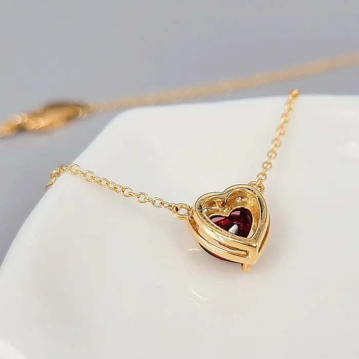 Necklaces 18k Gold Real Garnet Heart Necklace Uniquelan Jewelry Necklaces 18k Gold Real Garnet Heart Necklace Uniquelan Jewelry