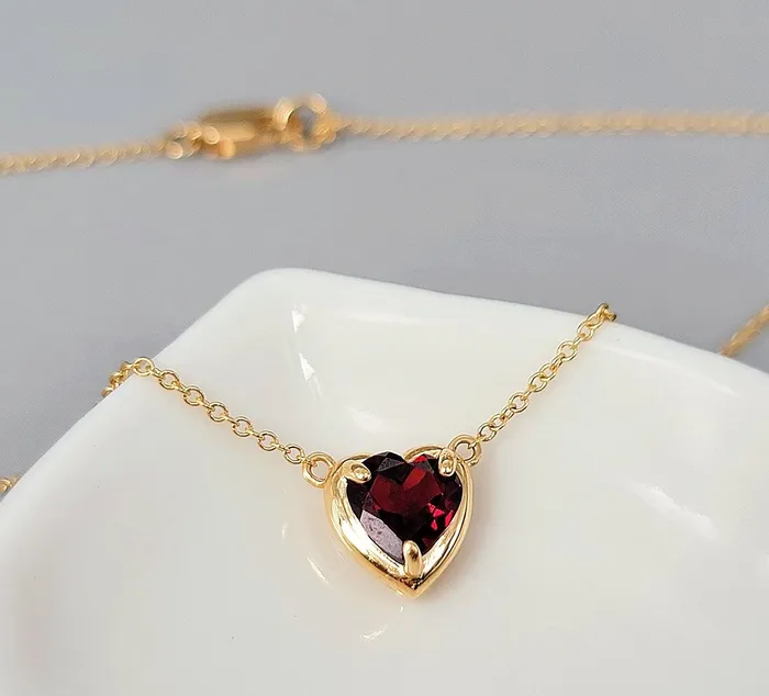 Necklaces 18k Gold Real Garnet Heart Necklace Uniquelan Jewelry Necklaces 18k Gold Real Garnet Heart Necklace Uniquelan Jewelry