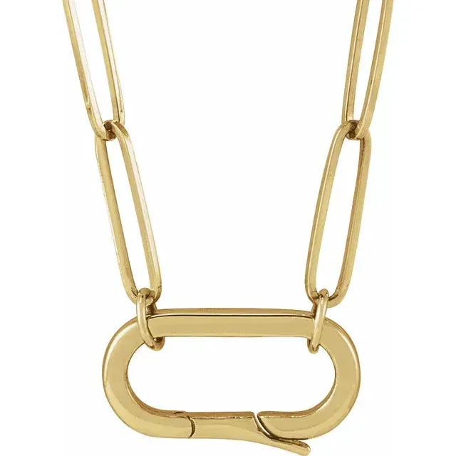 Necklaces 302 Fine Jewelry Paperclip Chain Charm 16 or 18 Necklace Elongated Bail Solid 14K Yellow White Rose Gold Necklaces 302 Fine Jewelry Paperclip Chain Charm 16 or 18 Necklace Elongated Bail Solid 14K Yellow White Rose Gold