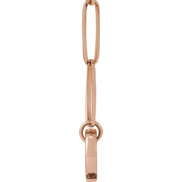 Necklaces 302 Fine Jewelry Paperclip Chain Charm 16 or 18 Necklace Elongated Bail Solid 14K Yellow White Rose Gold