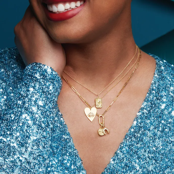 Necklaces 302 Fine Jewelry Paperclip Chain Charm 16 or 18 Necklace Elongated Bail Solid 14K Yellow White Rose Gold