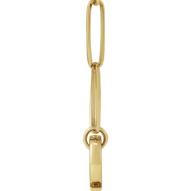 Necklaces 302 Fine Jewelry Paperclip Chain Charm 16 or 18 Necklace Elongated Bail Solid 14K Yellow White Rose Gold