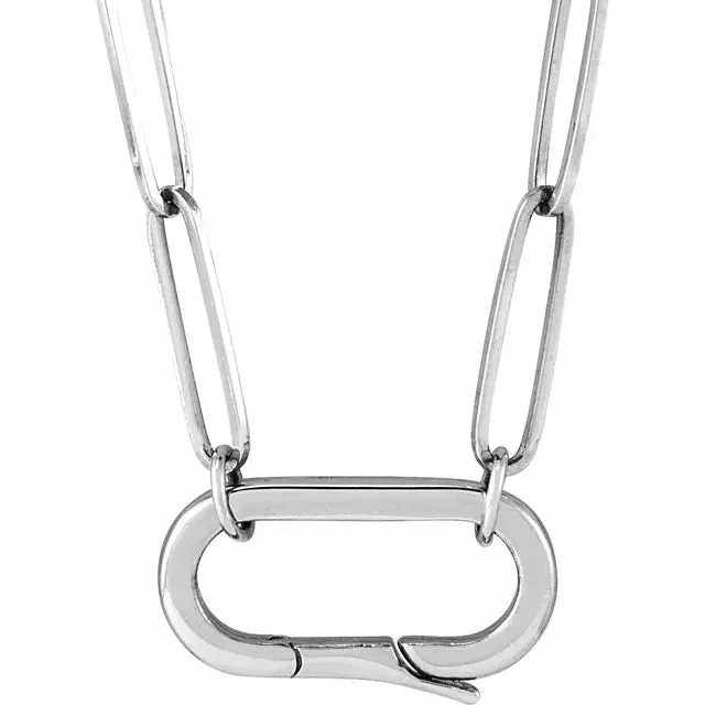 Necklaces 302 Fine Jewelry Paperclip Chain Charm 16 or 18 Necklace Elongated Bail Solid 14K Yellow White Rose Gold