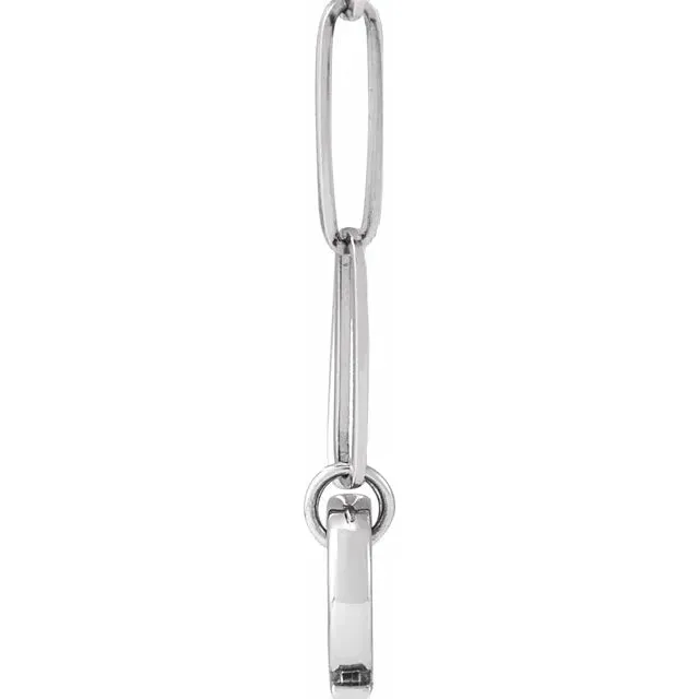 Necklaces 302 Fine Jewelry Paperclip Chain Charm 16 or 18 Necklace Elongated Bail Solid 14K Yellow White Rose Gold
