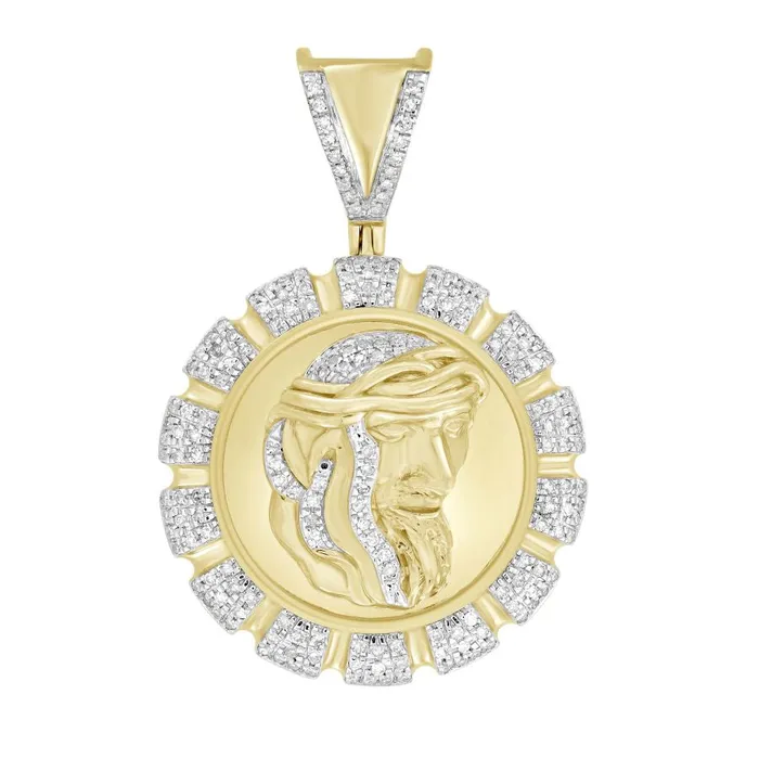 Necklaces AV MENS PENDANT 050CT ROUND DIAMOND 10K YELLOW GOLD