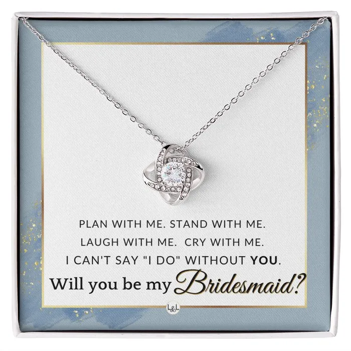 Necklaces Bridesmaid Proposal Custom Name Wedding Party Jewelry Accessory From Bride Be My Bridesmaid Dusty Blue And Gold Wedding Theme ShineOn Fulfillment