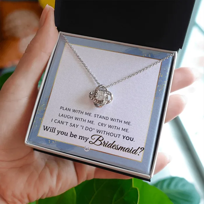Necklaces Bridesmaid Proposal Custom Name Wedding Party Jewelry Accessory From Bride Be My Bridesmaid Dusty Blue And Gold Wedding Theme ShineOn Fulfillment