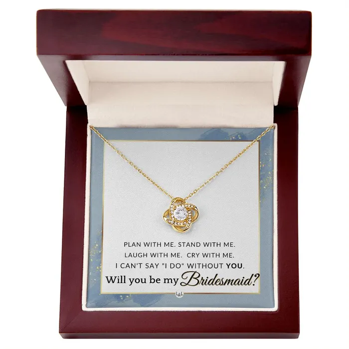 Necklaces Bridesmaid Proposal Custom Name Wedding Party Jewelry Accessory From Bride Be My Bridesmaid Dusty Blue And Gold Wedding Theme ShineOn Fulfillment