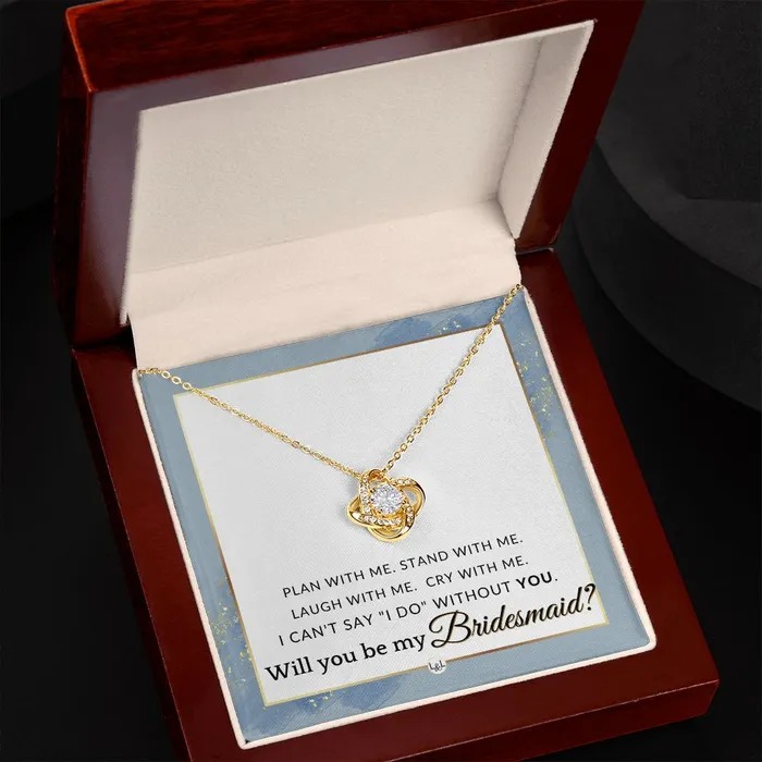 Necklaces Bridesmaid Proposal Custom Name Wedding Party Jewelry Accessory From Bride Be My Bridesmaid Dusty Blue And Gold Wedding Theme ShineOn Fulfillment