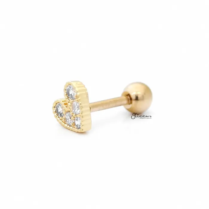 Necklaces CZ Paved Heart CartilageTragus Ball End Flat Back Studs Gold Glitters