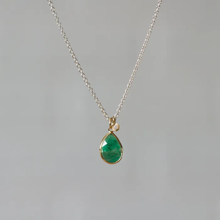 Necklaces Emerald Sterling Silver and 14K Yellow Gold Theia Necklace 2 Corey Egan