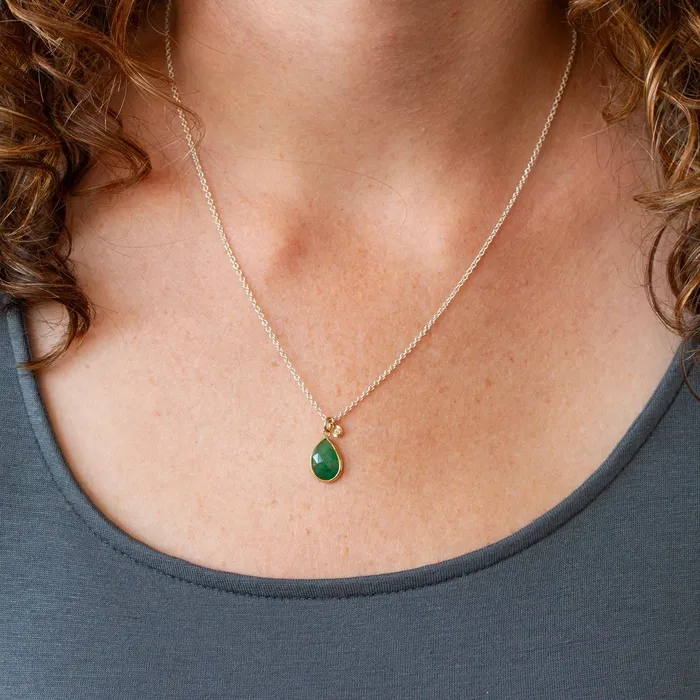 Necklaces Emerald Sterling Silver and 14K Yellow Gold Theia Necklace 2 Corey Egan