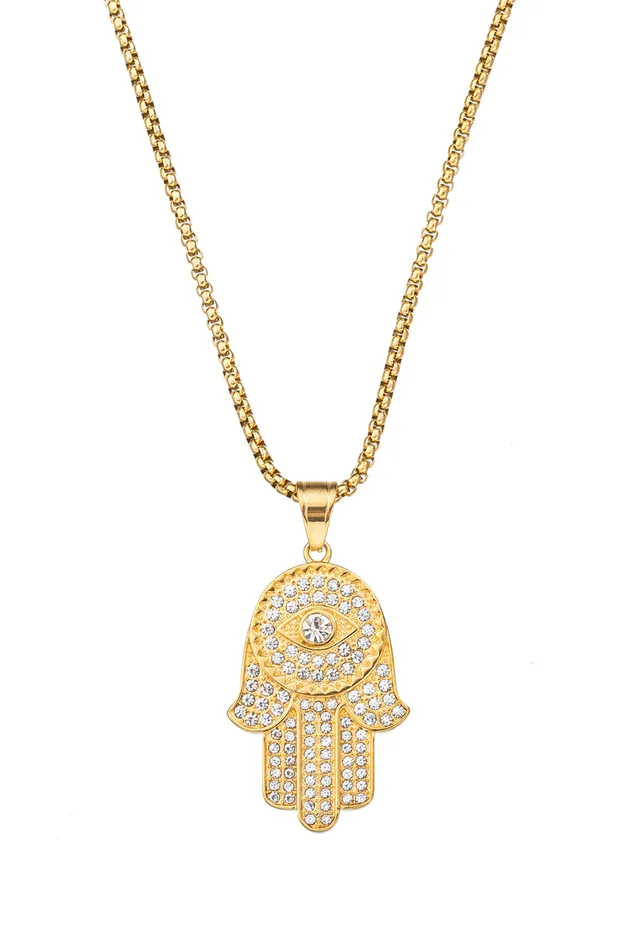 Necklaces Eye Candy LA Jasper Hamsa Pendant Necklace