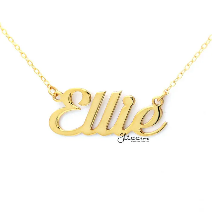 Necklaces Glitters Personalised 24K Gold Plated Sterling Silver Name NecklaceScript 1