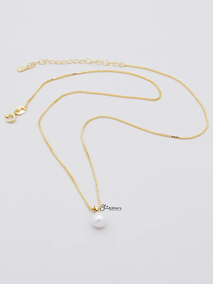 Necklaces Glitters Sterling Silver Pearl Necklace Gold