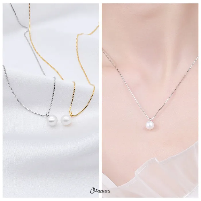 Necklaces Glitters Sterling Silver Pearl Necklace Gold