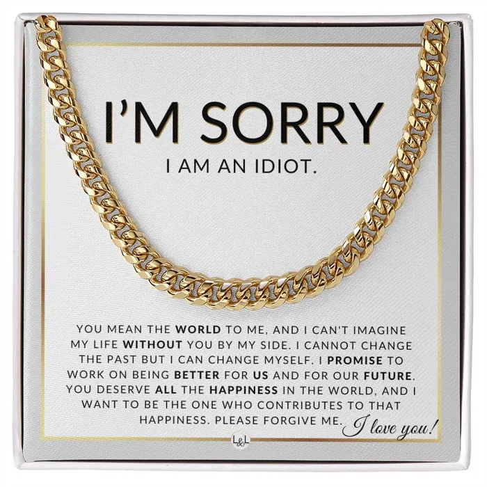 Necklaces I Am Sorry Gift For Him You Mean The World Apology Gift For Husband Fianc or Boyfriend Mens Chain Necklace Heartfelt Message ShineOn Fulfillment Necklaces I Am Sorry Gift For Him You Mean The World Apology Gift For Husband Fianc or Boyfriend Mens Chain Necklace Heartfelt Message ShineOn Fulfillment