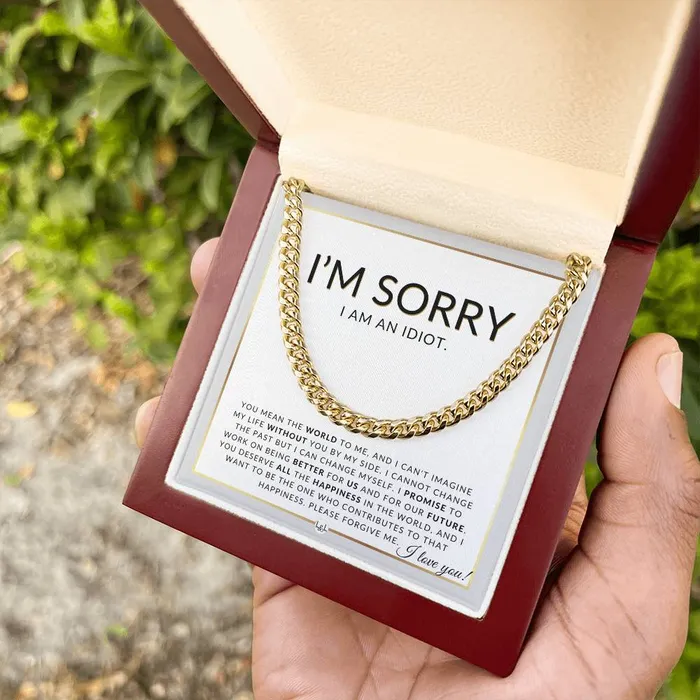Necklaces I Am Sorry Gift For Him You Mean The World Apology Gift For Husband Fianc or Boyfriend Mens Chain Necklace Heartfelt Message ShineOn Fulfillment