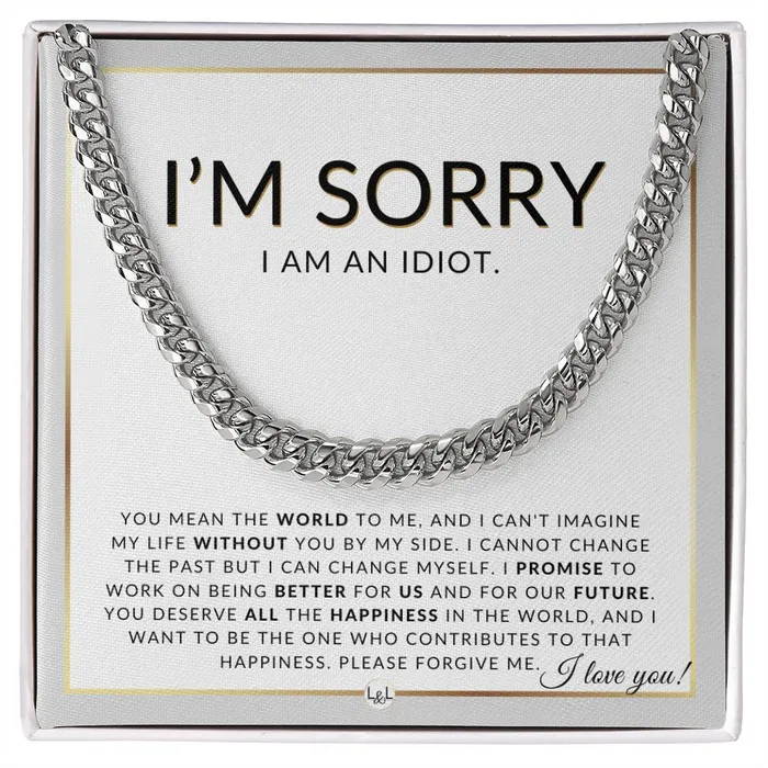Necklaces I Am Sorry Gift For Him You Mean The World Apology Gift For Husband Fianc or Boyfriend Mens Chain Necklace Heartfelt Message ShineOn Fulfillment