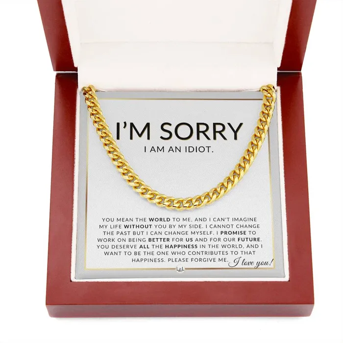 Necklaces I Am Sorry Gift For Him You Mean The World Apology Gift For Husband Fianc or Boyfriend Mens Chain Necklace Heartfelt Message ShineOn Fulfillment