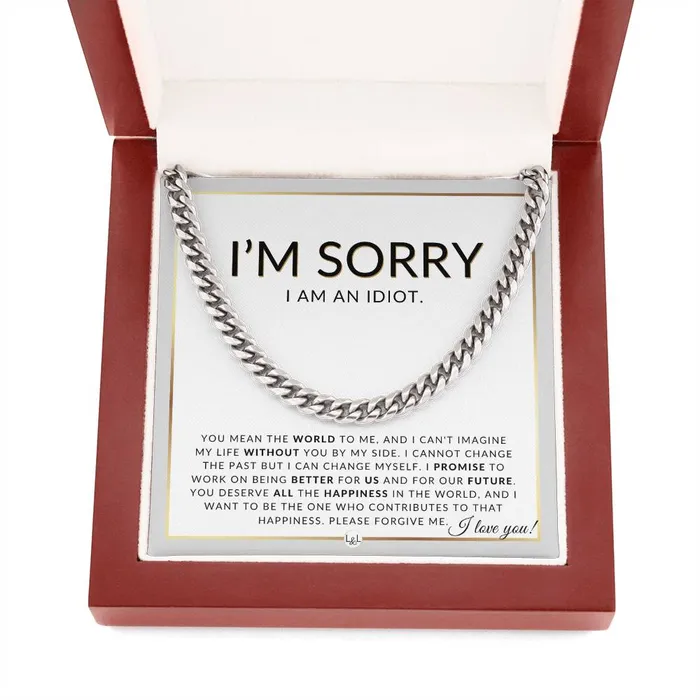 Necklaces I Am Sorry Gift For Him You Mean The World Apology Gift For Husband Fianc or Boyfriend Mens Chain Necklace Heartfelt Message ShineOn Fulfillment